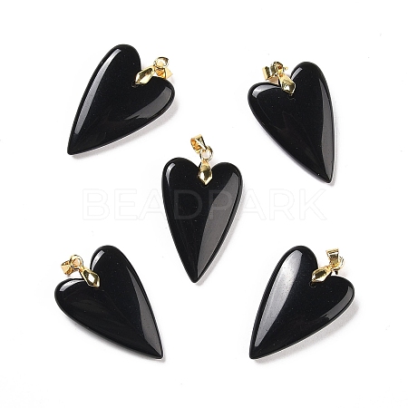 Natural Obsidian Pendants X-G-E570-01G-10-1