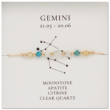 Natural stone constellation bracelet with 12 zodiac signs NR2952-9-1