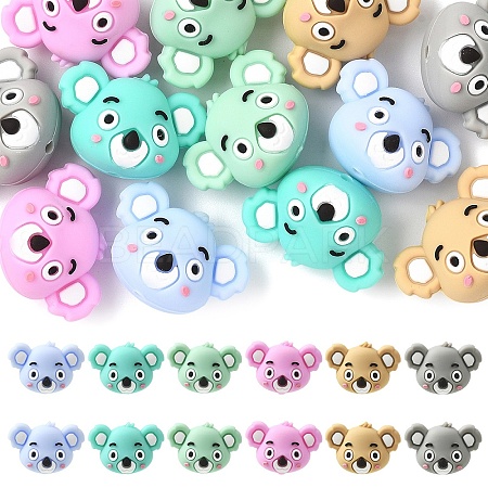 12Pcs 6 Colors Silicone Beads SIL-YW0002-08-1