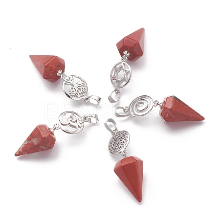 Natural Red Jasper Pendants G-O194-14-1