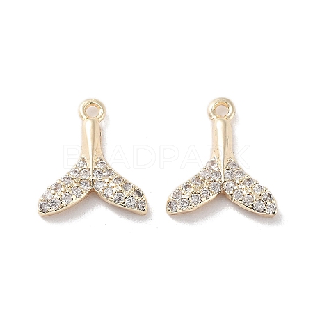 Brass Micro Pave Clear Cubic Zirconia Charms KK-F871-33G-1