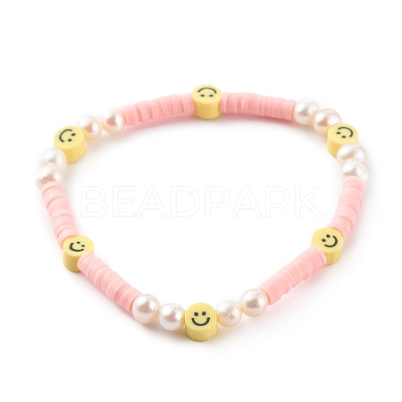 Handmade Polymer Clay Heishi Beaded Stretch Bracelets BJEW-JB06143-01-1