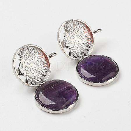 Natural Amethyst Pendants G-G910-C02-1