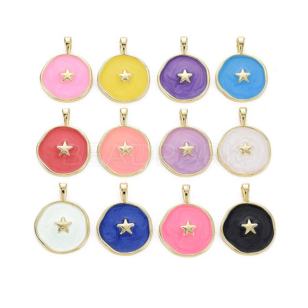 Brass Enamel Pendants KK-Q283-057-NR-1