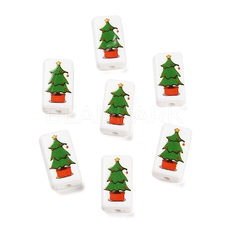 Christmas Theme Printed Opaque Acrylic Beads OACR-R004-01N-1