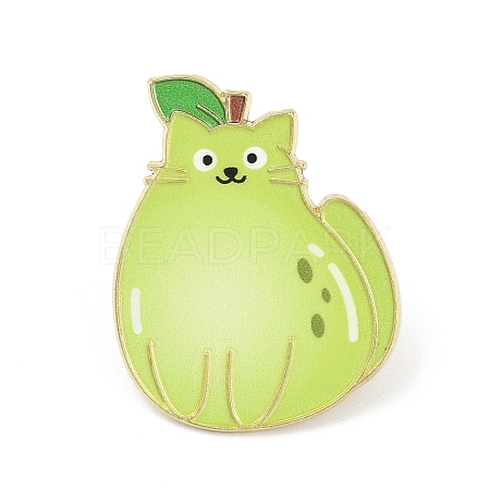 Cat Shape with Pear Enamel Pins JEWB-I052-02G-05-1