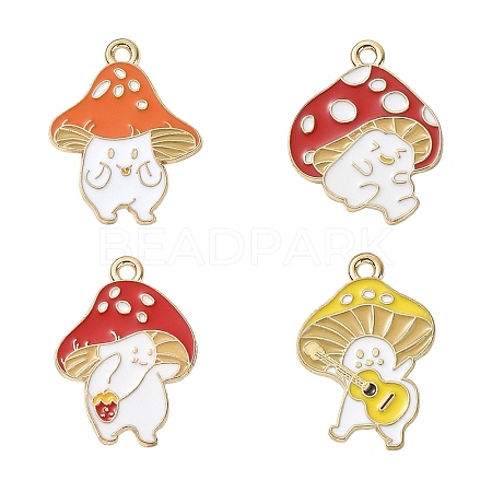 8Pcs 4 Styles Autumn Theme Alloy Enamel Pendants ENAM-YW0003-38-1