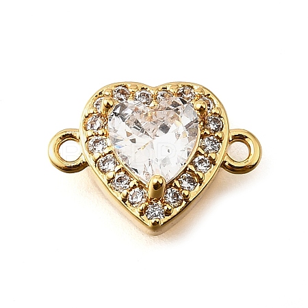 Brass Clear Cubic Zirconia Connector Charms KK-U065-08G-1