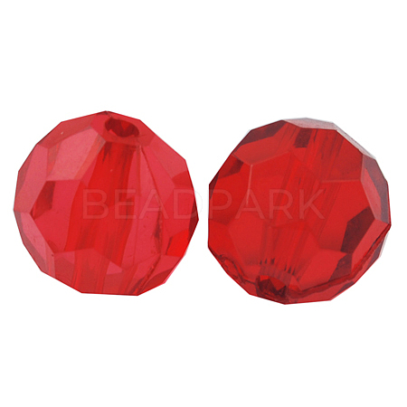 Faceted Round Acrylic Beads X-PL505Y-1-1
