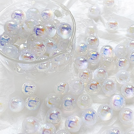 Rainbow Iridescent Plating Acrylic Beads FIND-B077-01A-1