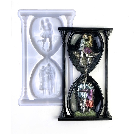 Valentine's Day Sandglass with Couple DIY Wall Decoration Statue Silicone Molds LS-SIL-F007-11-1