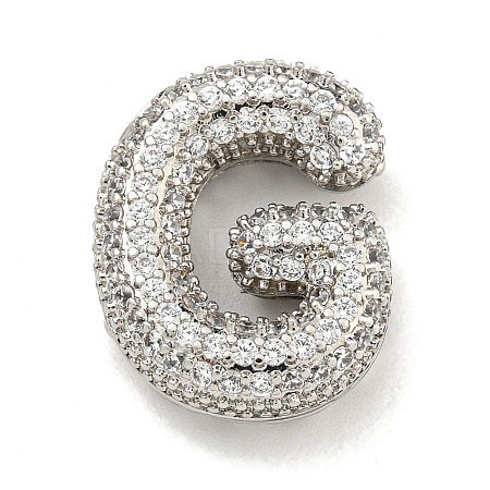 Platinum Plated Brass Micro Pave Cubic Zirconia Pendants KK-L073-001P-G-1