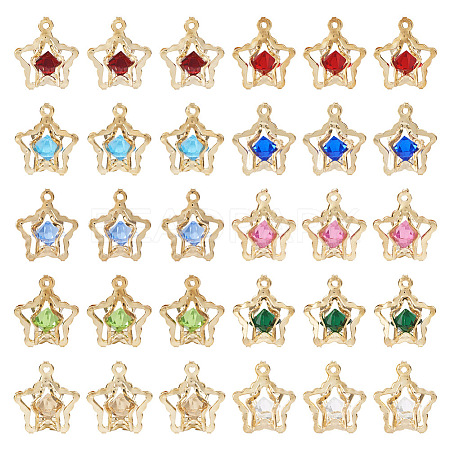 50Pcs 10 Colors Rhinestone Pendants IFIN-TA0001-53-1