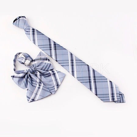Preppy Style Women's Adjustable Polyester Bowknot Bow Tie and Zipper Neckties Set AJEW-WH0113-29A-1