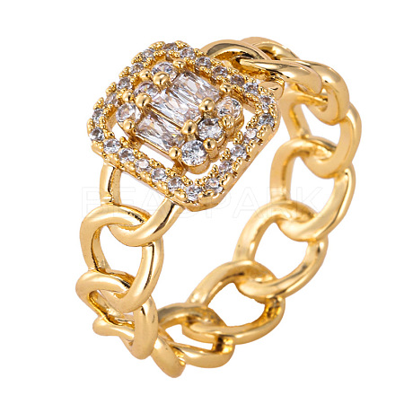 Brass Micro Pave Clear Cubic Zirconia Finger Rings FS-WGF0A01-07-1