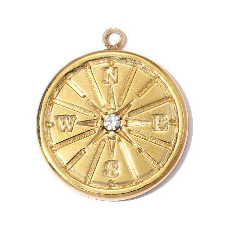 304 Stainless Steel with Crystal Rhinestone Pendants RB-OY001-21G-1