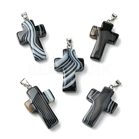 Natural Banded Agate Pendants GG-K002-11G-1