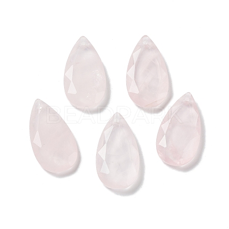 Natural Rose Quartz Faceted Pendants G-D082-01G-1