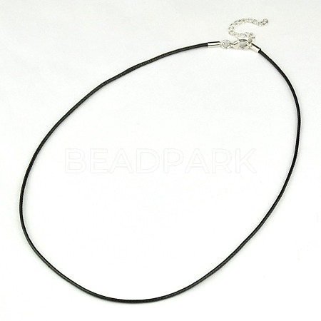 Black Tone Waxed Cotton Cord Necklace Making X-NJEW-A279-1.5mm-01-1