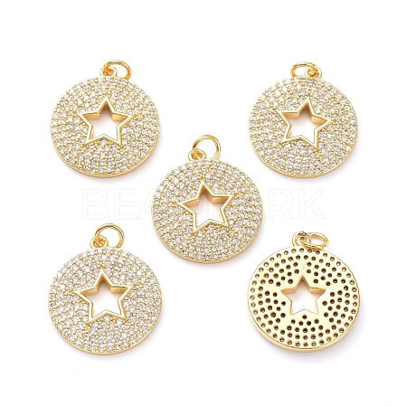 Brass Micro Pave Clear Cubic Zirconia Pendants ZIRC-L100-109G-1