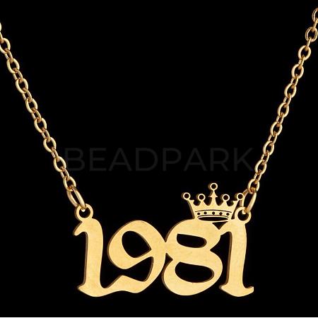 Crown Birth Year 201 Stainless Steel Pendant Necklaces for Women FS-WG4E8F2-02-1