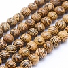 Natural Wenge Wood Beads Strands WOOD-P011-05-4mm-1
