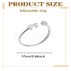 1Pc Letter Brass Rhinestone Open Cuff Rings for Women AJEW-LP0004-47N-S-2