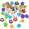 48Pcs Handmade Millefiori Glass Pendants PALLOY-HS00029-1
