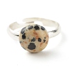 Half Round Natural & Synthetic Mixed Stone Adjustable Ring RJEW-JR00410-6