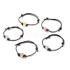 Plum Blossom Acrylic Enamel Beaded Cord Bracelet BJEW-JB07851-1