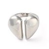 Rack Plating Heart Brass Open Cuff Ring for Women RJEW-A037-01P-2