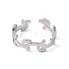 201 Stainless Steel Leafy Branch Wrap Open Cuff Ring for Women RJEW-C045-08P-3