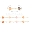 Colorful Cat Eye Flat Round & Plastic Pearl Beaded Chains CHC-G017-13G-1-2