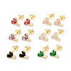 Rack Plating Brass Cubic Zirconia Stud Earrings Findings MAK-I684-10G-RS-1