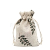 Printed Cotton Imitation Burlap Packing Pouches Drawstring Bags PW-WG7B662-11-1