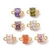 Brass Connector Charms with Glass KK-B100-074G-1