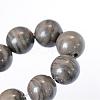 Natural Black Wood Lace Stone Round Bead Strands G-E334-8mm-03-4