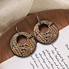 Flat Round Wood Dangle Earrings FS-WGF3184-08-1