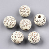 Painted Natural Wood Beads WOOD-T021-53B-12-1