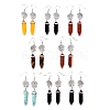 Pointed Bullet Natural & Synthetic Mixed Gemstone Dangle Earrings EJEW-K084-A-3