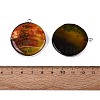 Natural Fire Crackle Agate Coin Pendants G-Q606-55P-3
