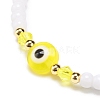 Resin Evil Eye & Acrylic Beaded Stretch Bracelet for Women BJEW-JB08609-02-4