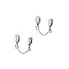 Rhodium Plated 925 Sterling Silver Double Piercing Chain Hoop Earrings for Women Two Holes Connecting Earrings EJEW-BB60062-4