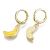 Brass Enamel Huggie Hoop Earrings EJEW-T014-25G-NF-2