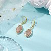 Horse Eye Natural Sunstone with Brass Hoop Earrings for Women EJEW-JE05926-2