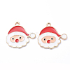 Golden Plated Alloy Enamel Pendants X-ENAM-D040-C08-G-1