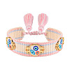 Evil Eye Adjustable Polyester & Alloy & Resin Enamel & Rhinestone Slider Bracelets FS-WG9985D-13-1