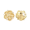 Flower Brass Clear Cubic Zirconia Bead Caps KK-V008-05G-1