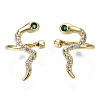 Brass Micro Pave Cubic Zirconia Cuff Earrings EJEW-N015-12-NF-1