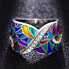 Ethnic Style Brass Micro Pave Cubic Zirconia and Enamel Finger Rings FS-WG810B2-03-1